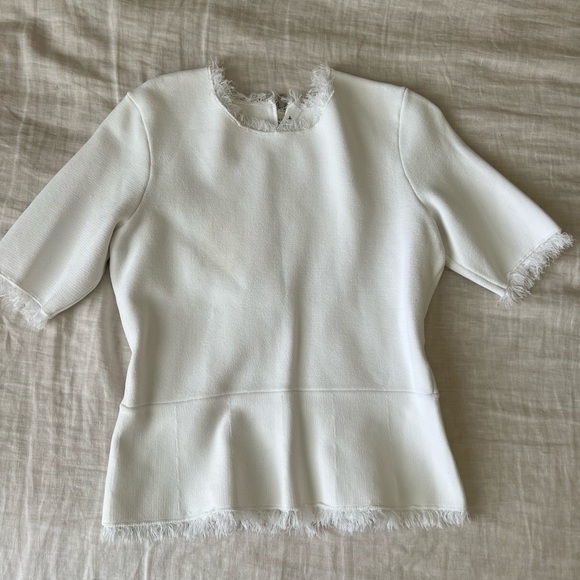 ALC White Peplum top with zip-up back - Picture 1 of 3